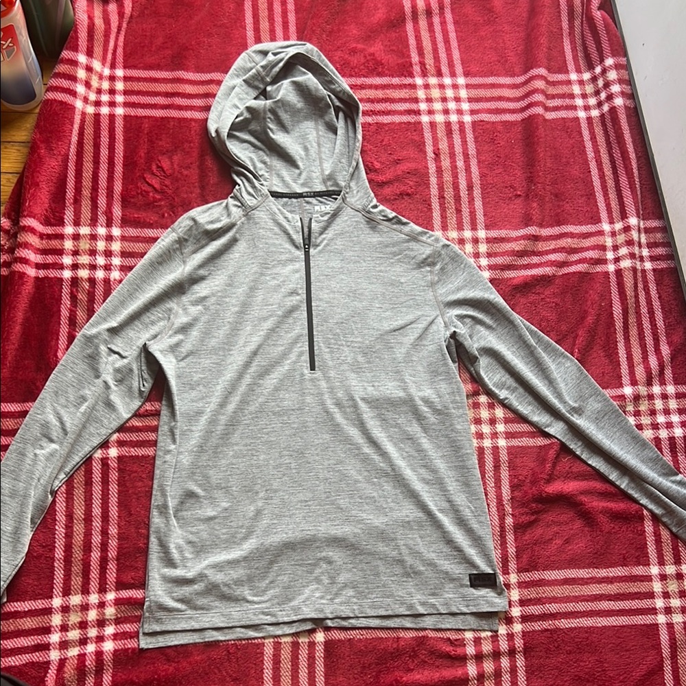 Gray Hooded Long Sleeve Shirt